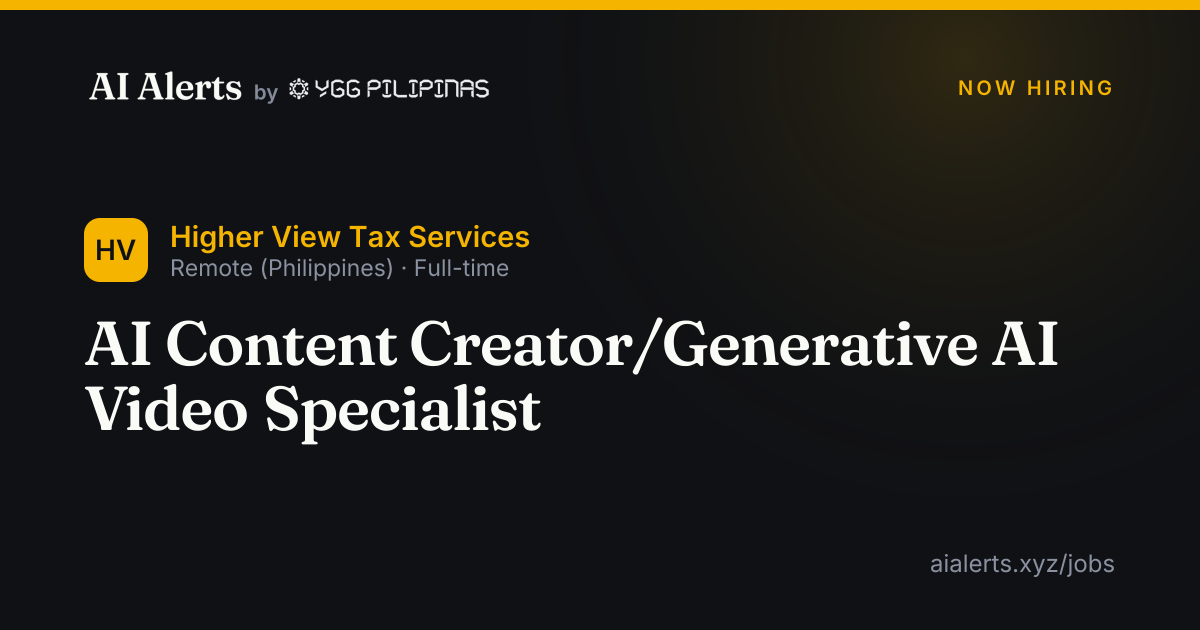 AI Content Creator/Generative AI Video Specialist at Higher View Tax ...