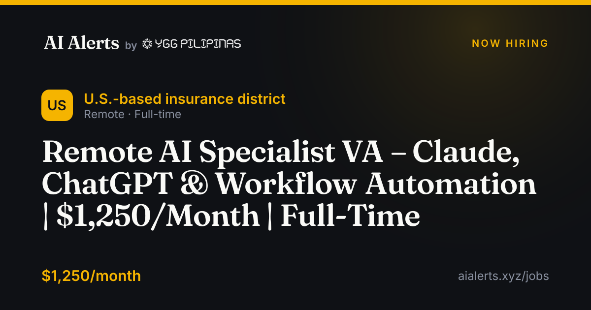 Remote AI Specialist VA – Claude, ChatGPT & Workflow Automation ...